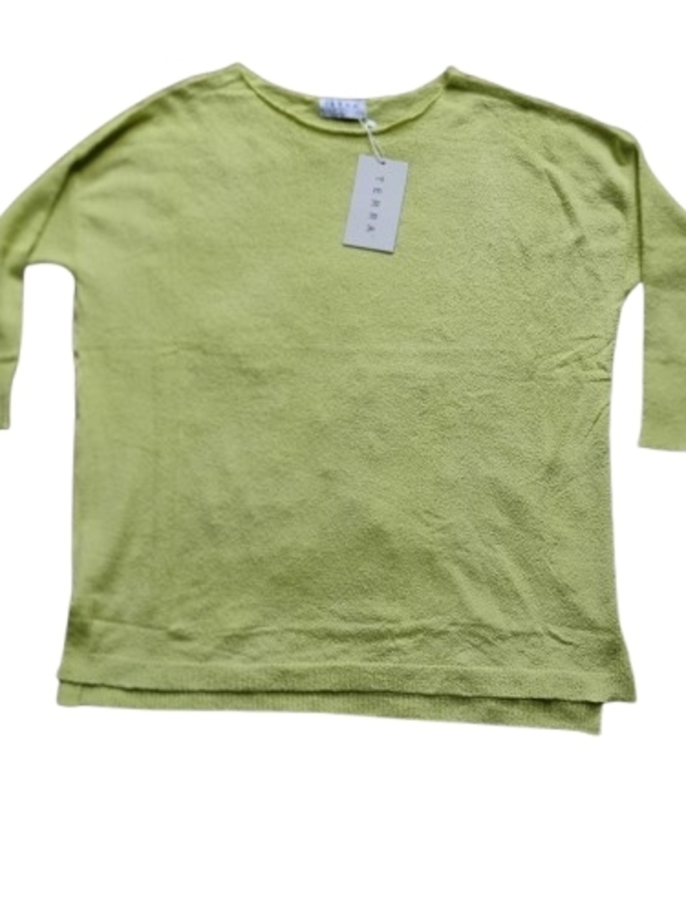 New With Tags TERRA Soft Knit Lime Green Sweater Size L